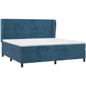 Syfax Cama box spring con colchón terciopelo azul oscuro 200x200 cm