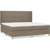 Syfax Cama box spring con colchón tela gris taupe 200x200 cm