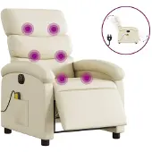 Sonstiges Sillón de masaje reclinable eléctrico cuero sintético crema