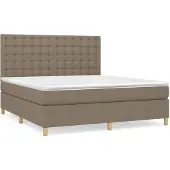 Syfax Cama box spring con colchón tela gris taupe 180x200 cm