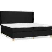 Syfax Cama box spring con colchón tela negro 200x200 cm