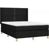 Syfax Cama box spring con colchón tela negro 140x190 cm