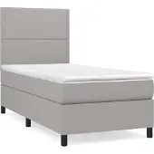 Syfax Cama box spring con colchón tela gris claro 100x200 cm