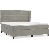 Syfax Cama box spring con colchón terciopelo gris claro 160x200 cm