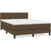 Syfax Cama box spring con colchón tela marrón oscuro 140x200 cm