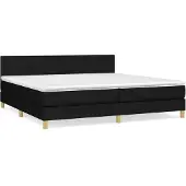 Syfax Cama box spring con colchón tela negro 200x200 cm