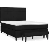 Syfax Cama box spring con colchón tela negro 140x190 cm