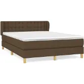 Syfax Cama box spring con colchón tela marrón oscuro 140x200 cm