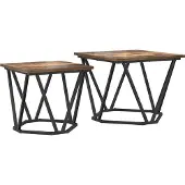 Syfax Conjunto de mesas auxiliares 2 pcs Roble ahumado