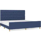 Syfax Estructura de cama con cabecero de tela azul 200x200 cm