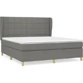 Syfax Cama box spring con colchón tela gris oscuro 160x200 cm