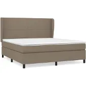 Syfax Cama box spring con colchón tela gris taupe 180x200 cm