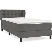 Syfax Cama box spring con colchón terciopelo gris oscuro 100x200 cm