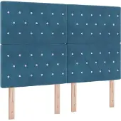 Syfax Cabecero LED con tiras LED Manual Azul Oscuro 144 cm Terciopelo