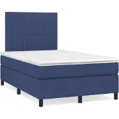 Syfax Cama box spring con colchón tela azul 120x200 cm
