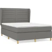 Syfax Cama box spring con colchón tela gris oscuro 140x190 cm