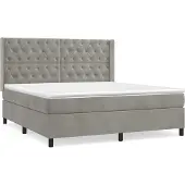 Syfax Cama box spring con colchón terciopelo gris claro 160x200 cm