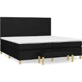 Syfax Cama box spring con colchón tela negro 200x200 cm
