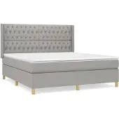 Syfax Cama box spring con colchón tela gris claro 180x200 cm