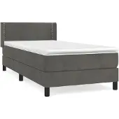 Syfax Cama box spring con colchón terciopelo gris oscuro 100x200 cm