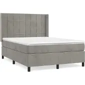 Syfax Cama box spring con colchón terciopelo gris claro 140x190 cm