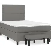 Syfax Cama box spring con colchón tela gris oscuro 120x200 cm