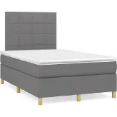 Syfax Cama box spring con colchón tela gris oscuro 120x200 cm