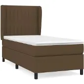 Syfax Cama box spring con colchón tela marrón oscuro 90x190 cm