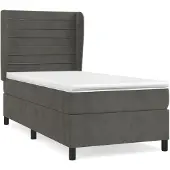 Syfax Cama box spring con colchón terciopelo gris oscuro 90x190 cm