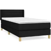 Syfax Cama box spring con colchón tela negro 100x200 cm