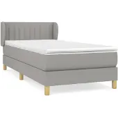 Syfax Cama box spring con colchón tela gris claro 90x190 cm