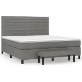 Syfax Cama box spring con colchón tela gris oscuro 160x200 cm