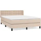 Syfax Cama box spring con colchón cuero sintético capuchino 140x200cm