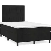 Syfax Cama box spring con colchón terciopelo negro 120x200 cm