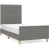 Syfax Estructura de cama sin colchón tela gris oscuro 90x190 cm