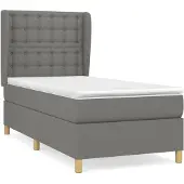 Syfax Cama box spring con colchón tela gris oscuro 80x200 cm