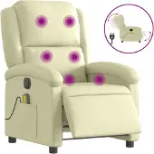 Sonstiges Sillón reclinable de masaje eléctrico cuero auténtico crema