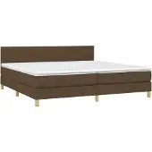 Syfax Cama box spring con colchón tela marrón oscuro 200x200 cm