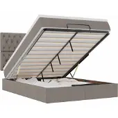 Syfax Estructura de cama otomana colchón tela gris pardo 140x190cm