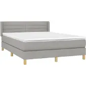 Syfax Cama box spring con colchón tela gris claro 140x200 cm