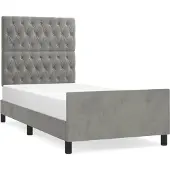 Syfax Estructura de cama sin colchón terciopelo gris claro 90x200 cm