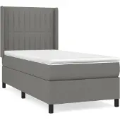 Syfax Cama box spring con colchón tela gris oscuro 90x200 cm