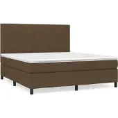 Syfax Cama box spring con colchón tela marrón oscuro 180x200 cm