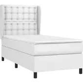 Syfax Cama box spring con colchón cuero sintético blanco 100x200 cm