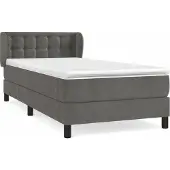 Syfax Cama box spring con colchón terciopelo gris oscuro 80x200 cm