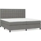 Syfax Cama box spring con colchón tela gris oscuro 200x200 cm