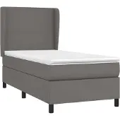 Syfax Cama box spring con colchón cuero sintético gris 80x200 cm