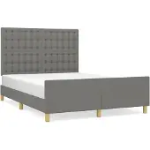Syfax Estructura de cama sin colchón tela gris oscuro 140x200 cm