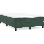 Syfax Cama box spring con colchón terciopelo verde oscuro 120x200 cm