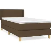 Syfax Cama box spring con colchón tela marrón oscuro 90x200 cm